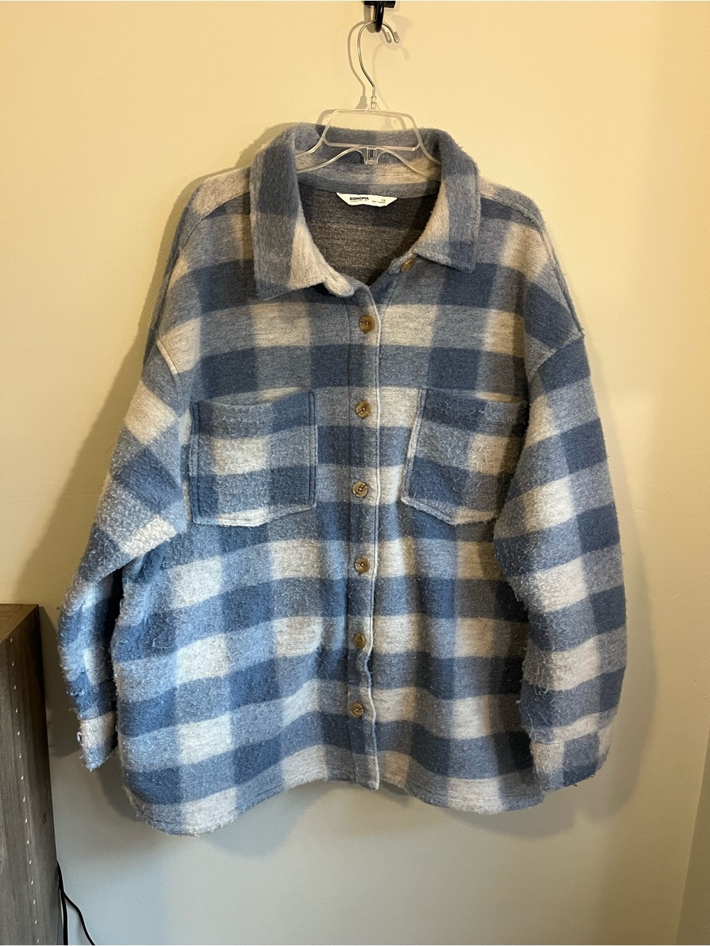SONOMA Goods For Life Blue and Cream Buffalo Plaid Shacket